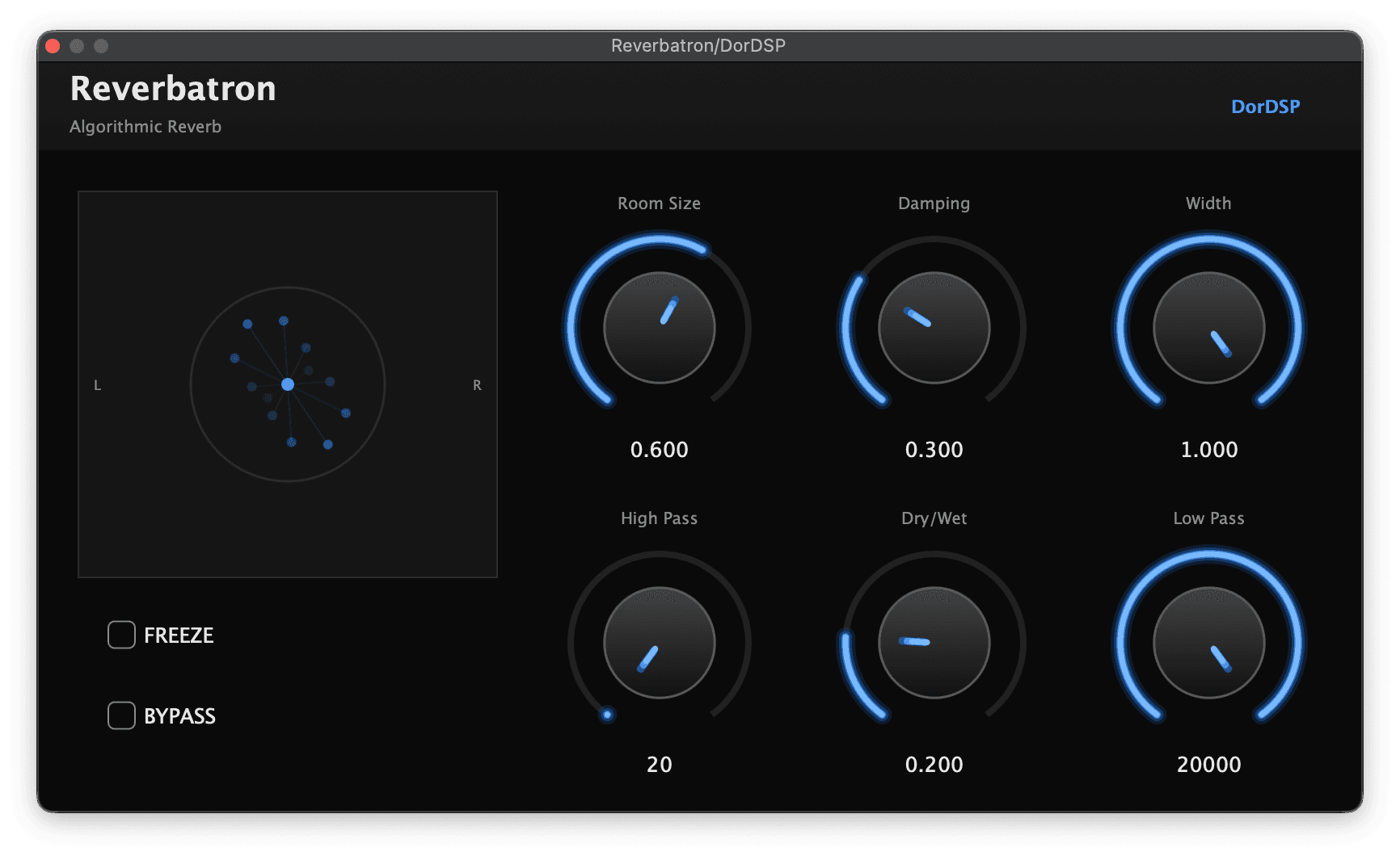 DorDSP Reverb (Reverbatron) plugin interface