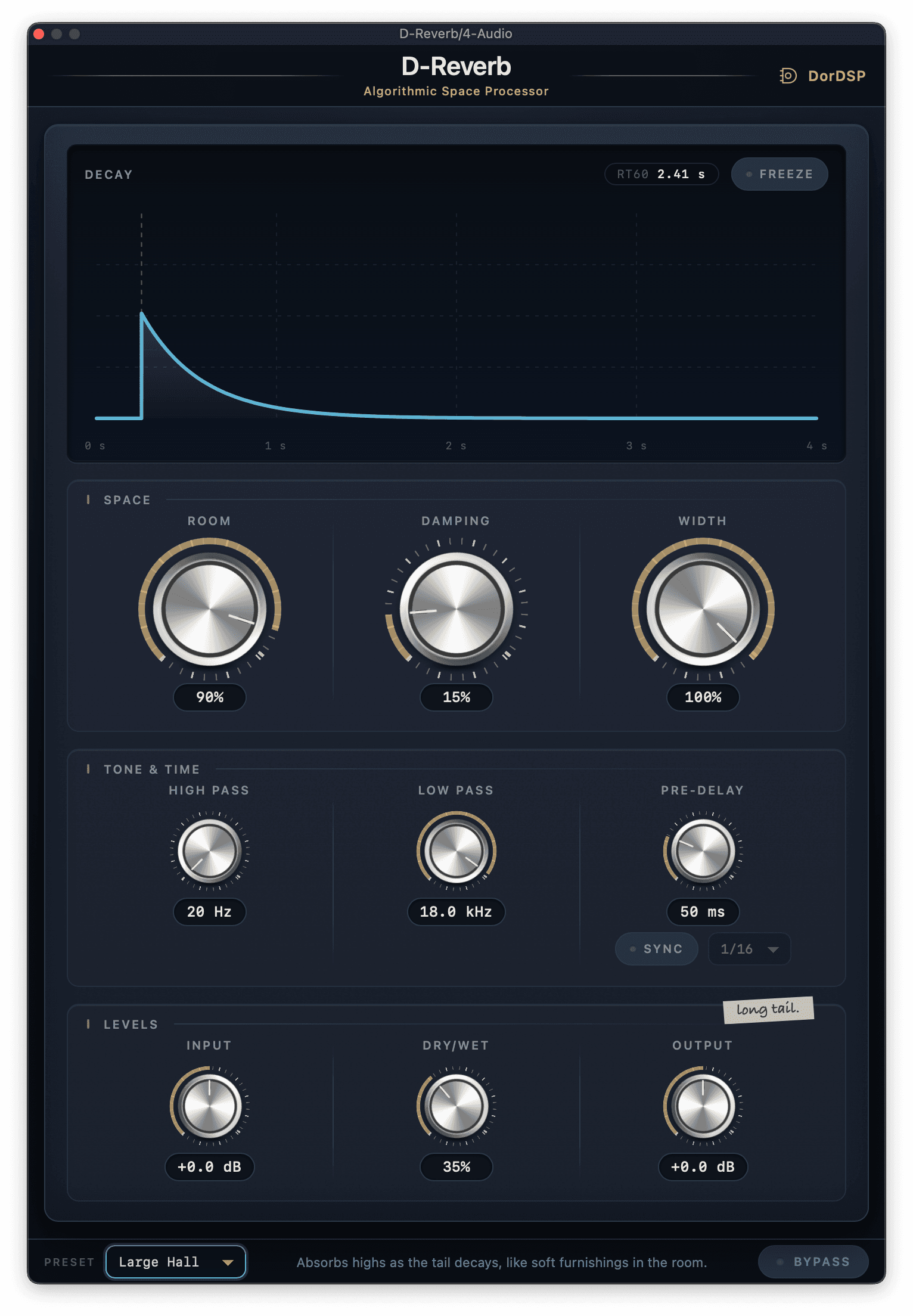 DorDSP D-Reverb plugin interface